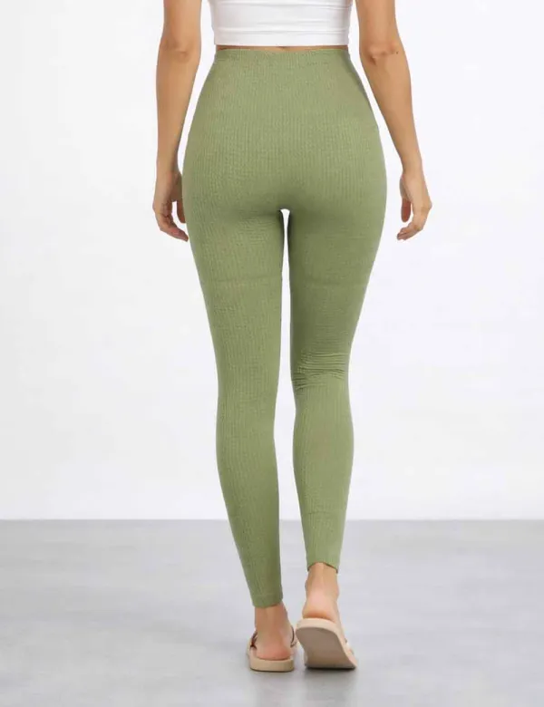 Casual Waffle Elastic Waist Solid Color Yoga Pants