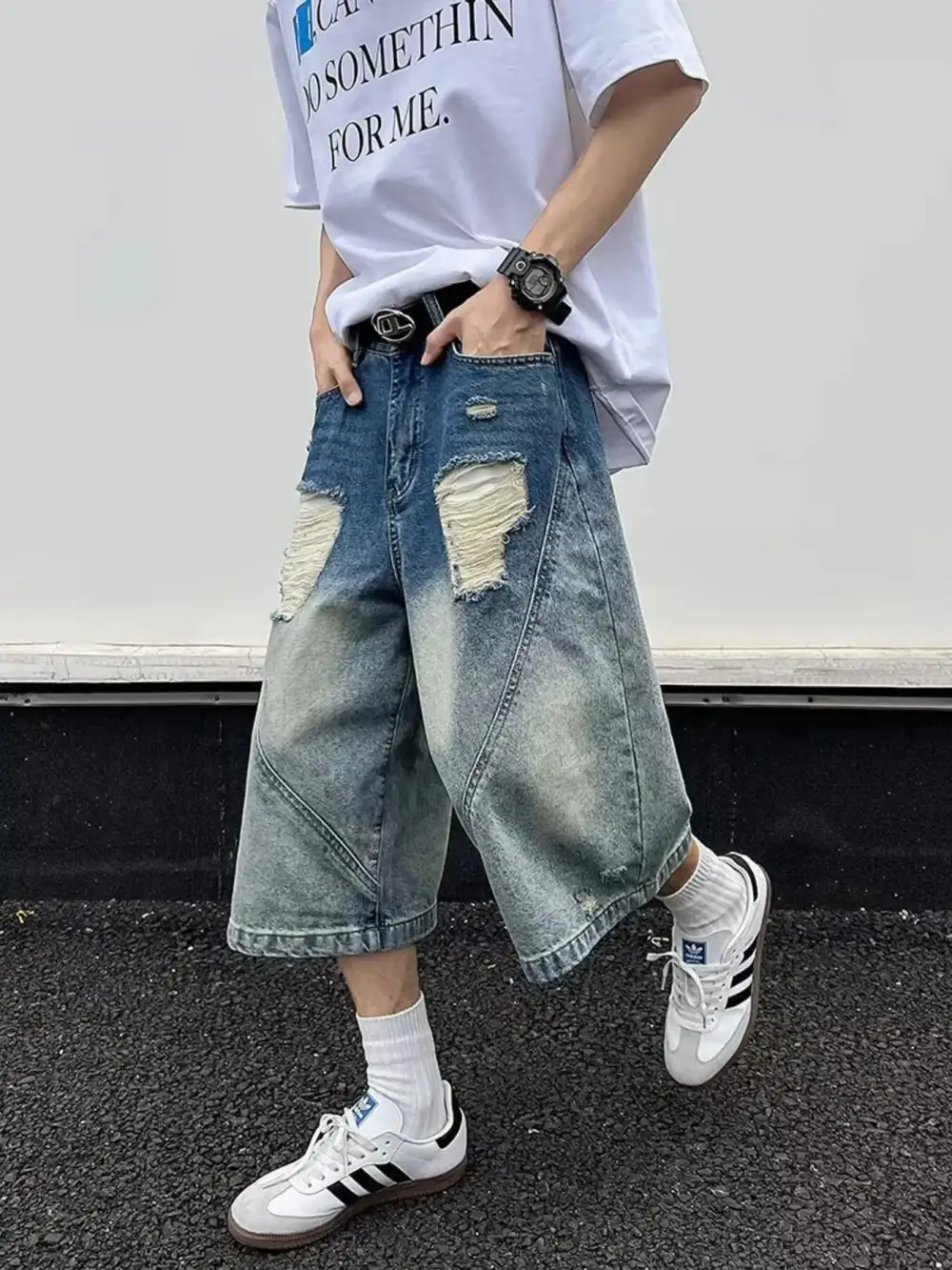 Men's Full Size Wide Leg Denim Shorts Plus
