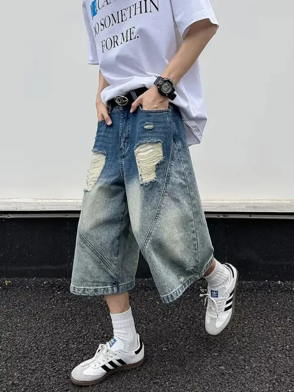 Men's Full Size Wide Leg Denim Shorts Plus
