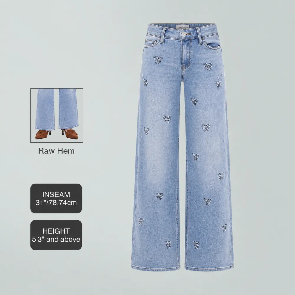 Mid-Low Waist Loose Stretch Wide Leg Jeans