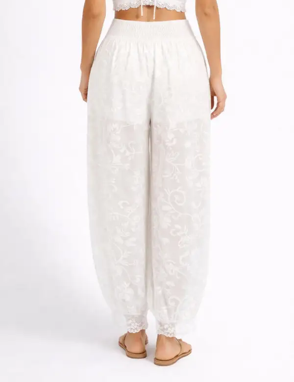 Bohemian Lace Embroidery Balloon Leg Pants
