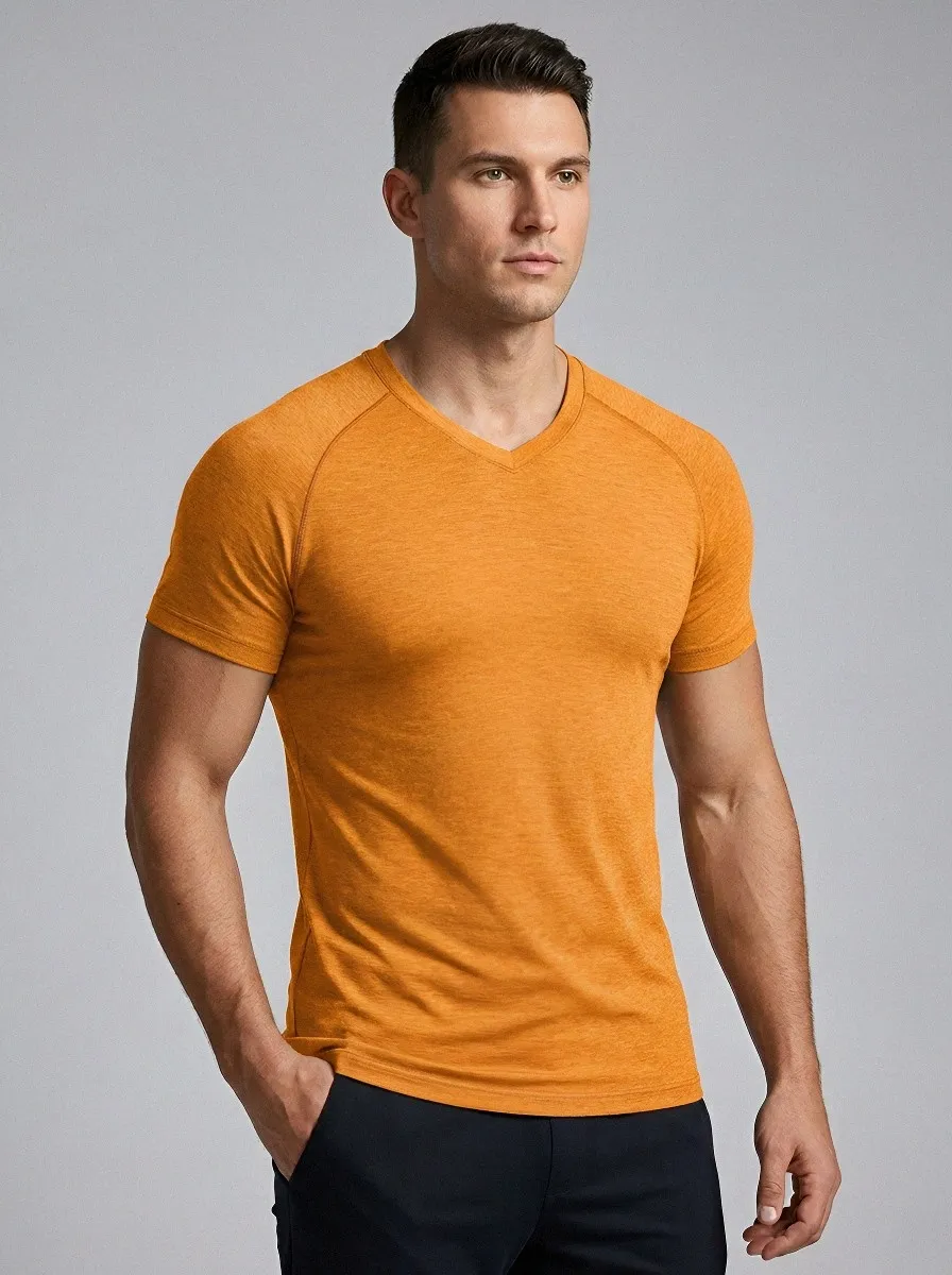 Men's Athletic Fit V-Neck Printed T-Shirt
