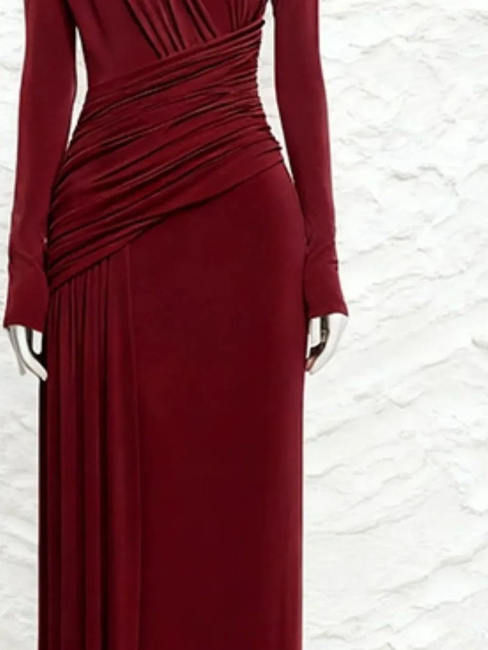 Drape Ruched Long Sleeve Maxi Dress