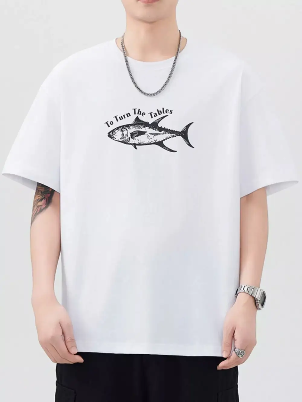 Fish Round Neck Short Sleeve T-Shirt