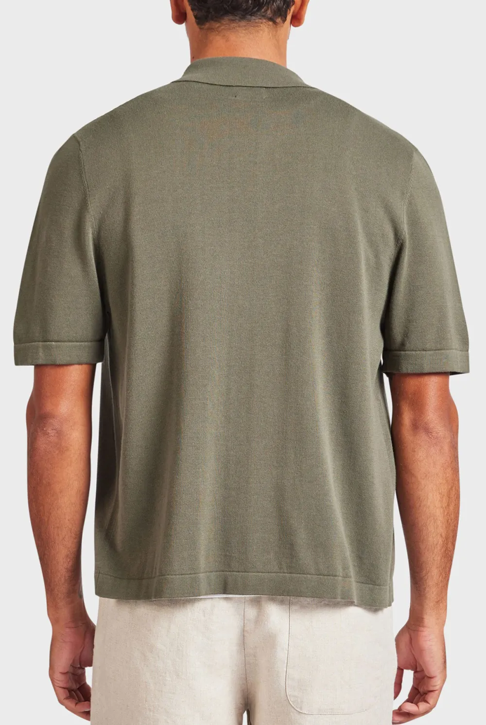 Smoke Pine Contrast Stripe Knit Shirt