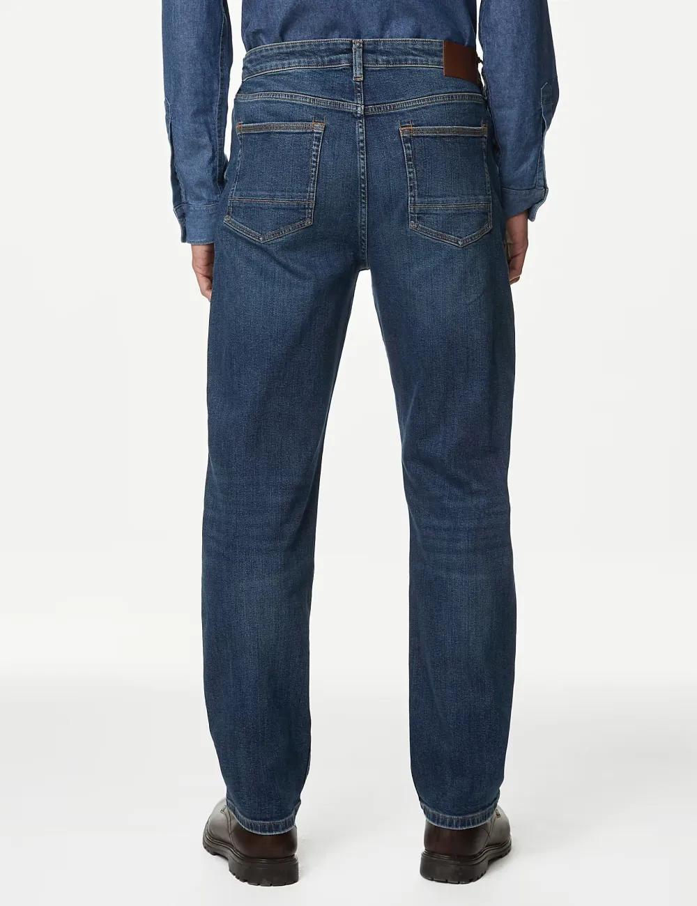 Men's Blue Loose Fit Stretch Denim Jeans