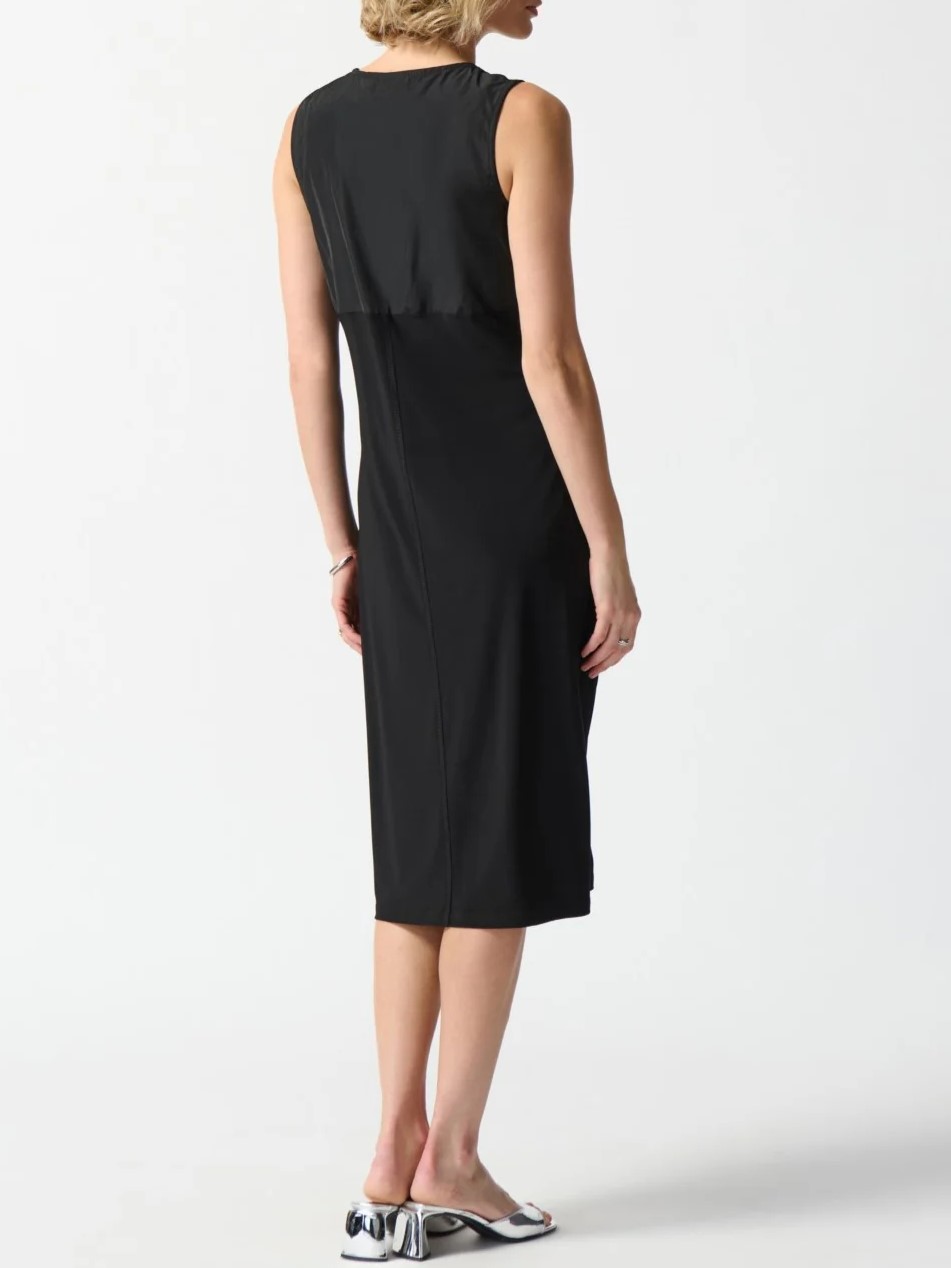 Black Sleeveless V - Neck Shift Dress