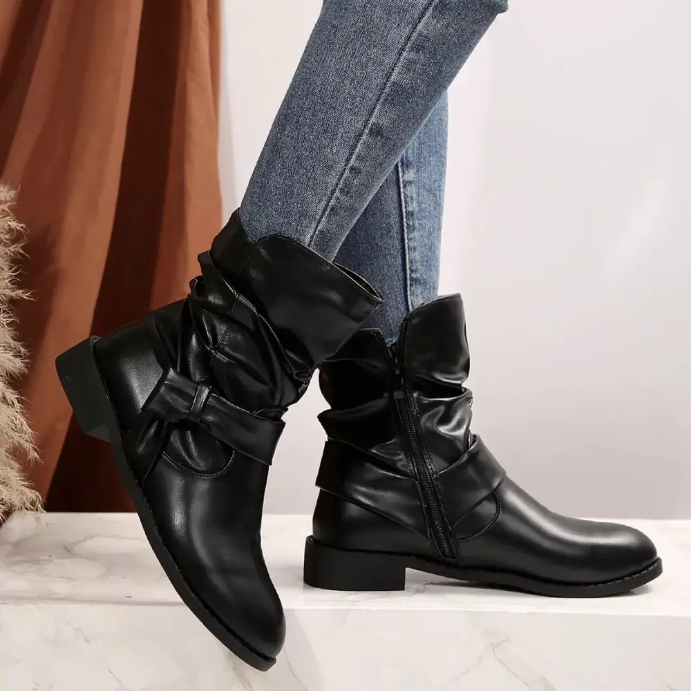 Round Toe Low Heel Boots