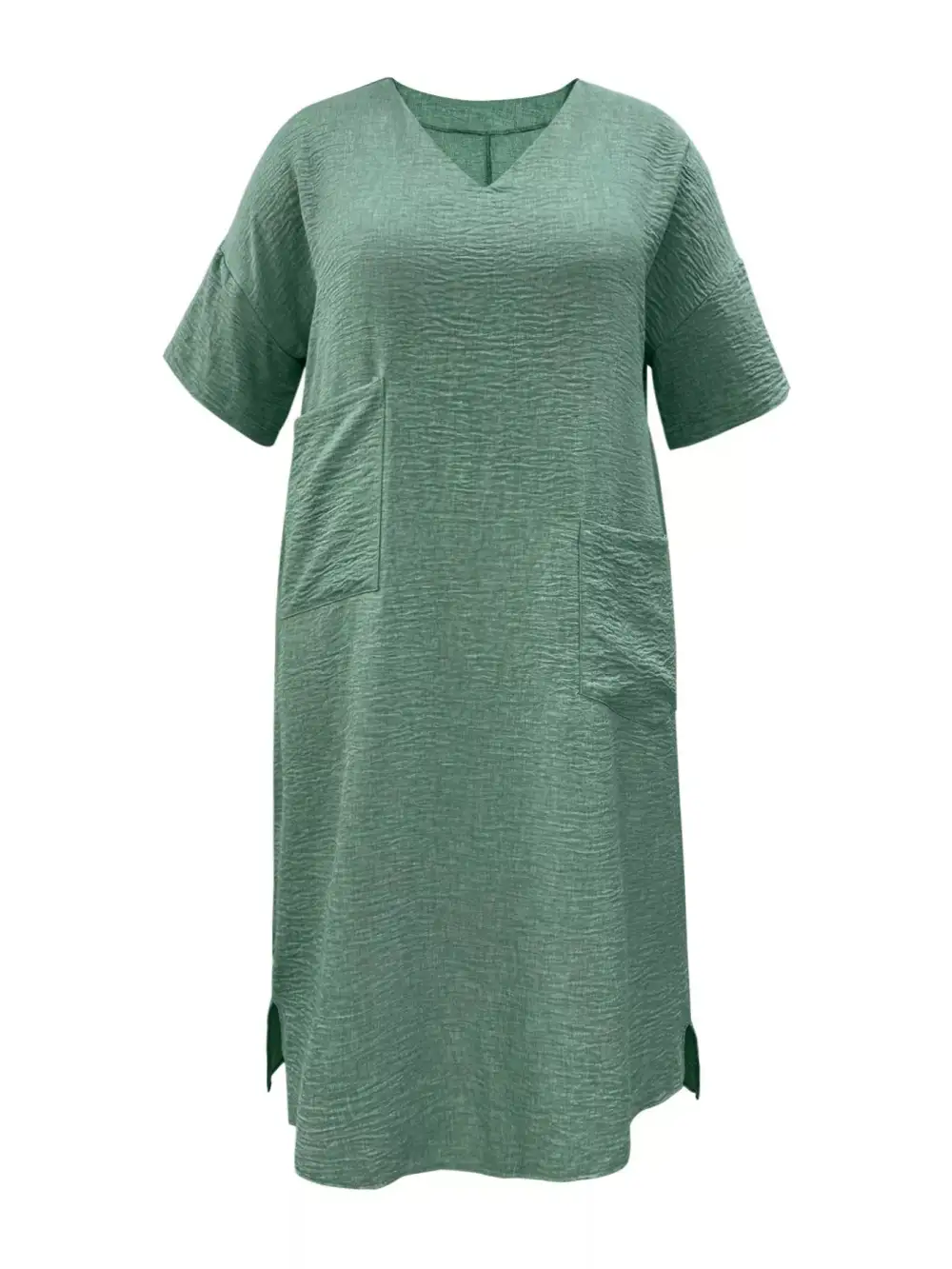 Clean Line V Neck Short Sleeve Dress