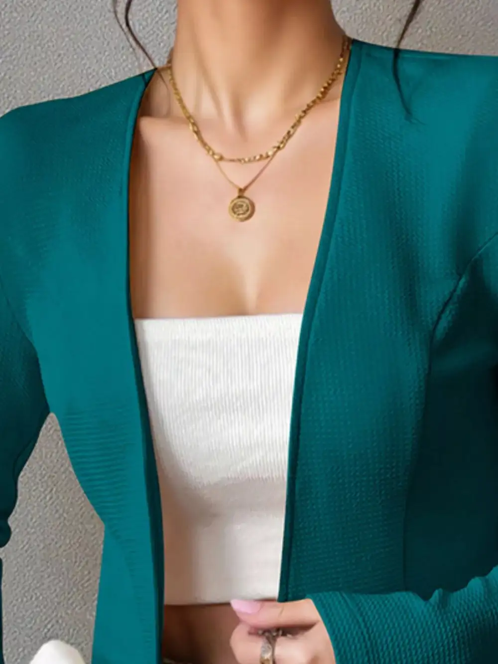 Unlined One Button Long Sleeve Blazer