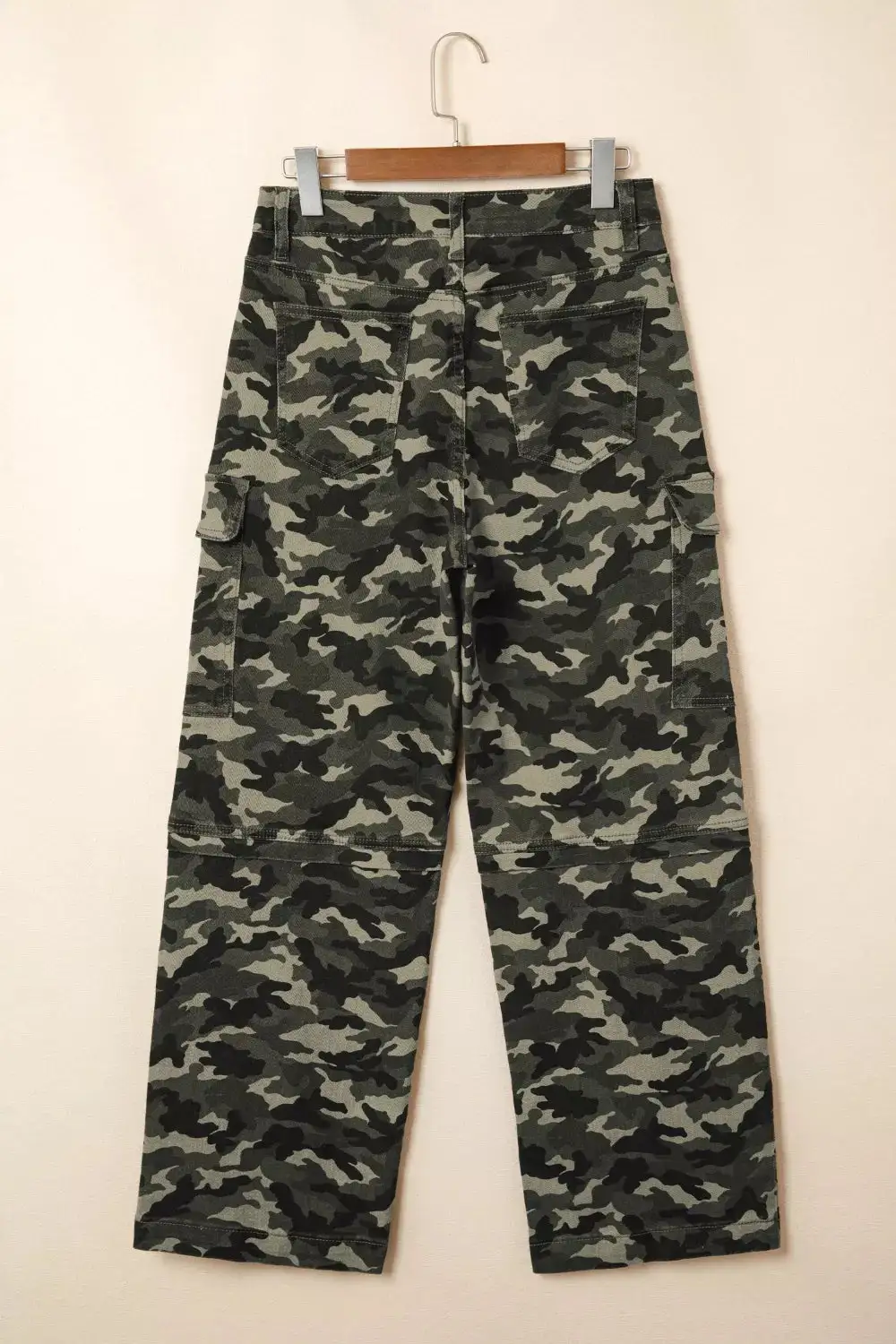 Camouflage Print Pocketed Womens Denim Pants