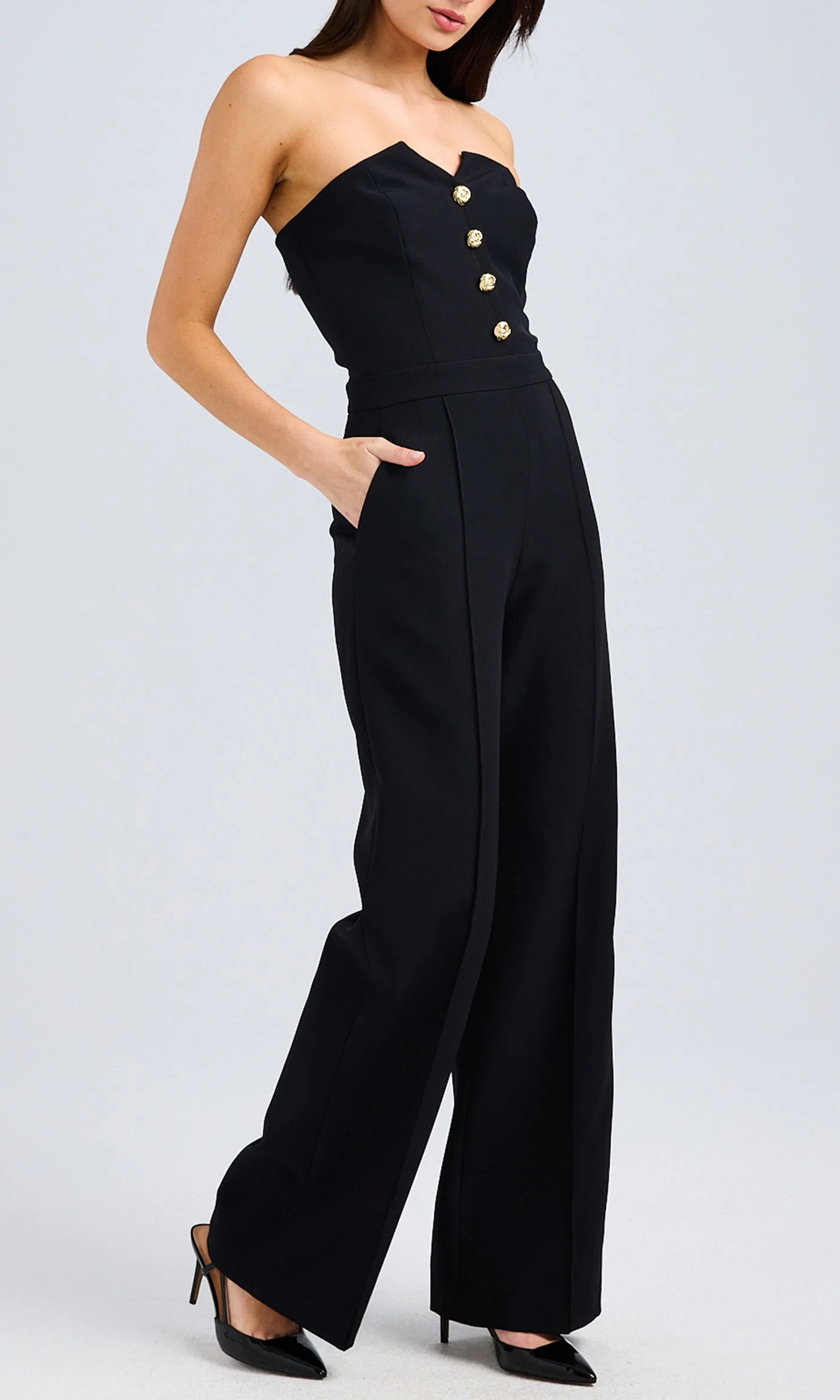 Black High-End Casual Tube Top Jumpsuit