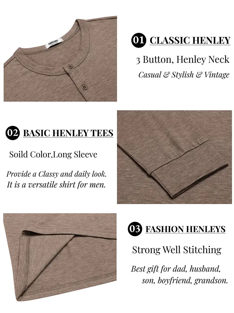 Classic Lightweight Stretch Henley Tee T-Shirt