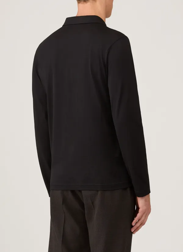 Polished Everyday Regular Fit Cotton Jersey Long Sleeve Polo Shirt