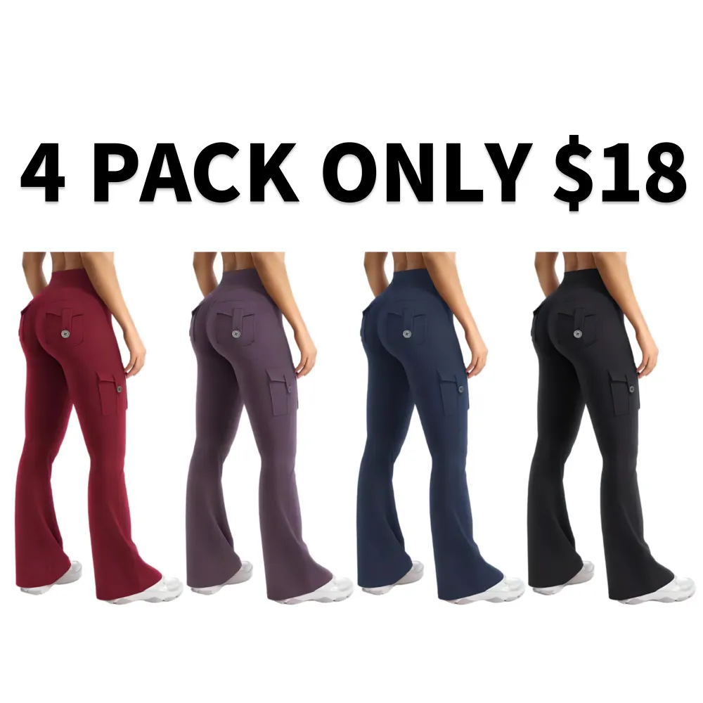 Women's High Waisted Scrunch Flare Yoga Leggings with Pockets