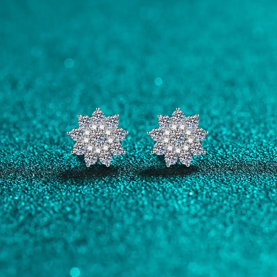 Sterling Silver Moissanite Zircon Stud Earrings