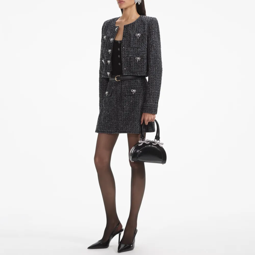 Black Textured Denim Jacket