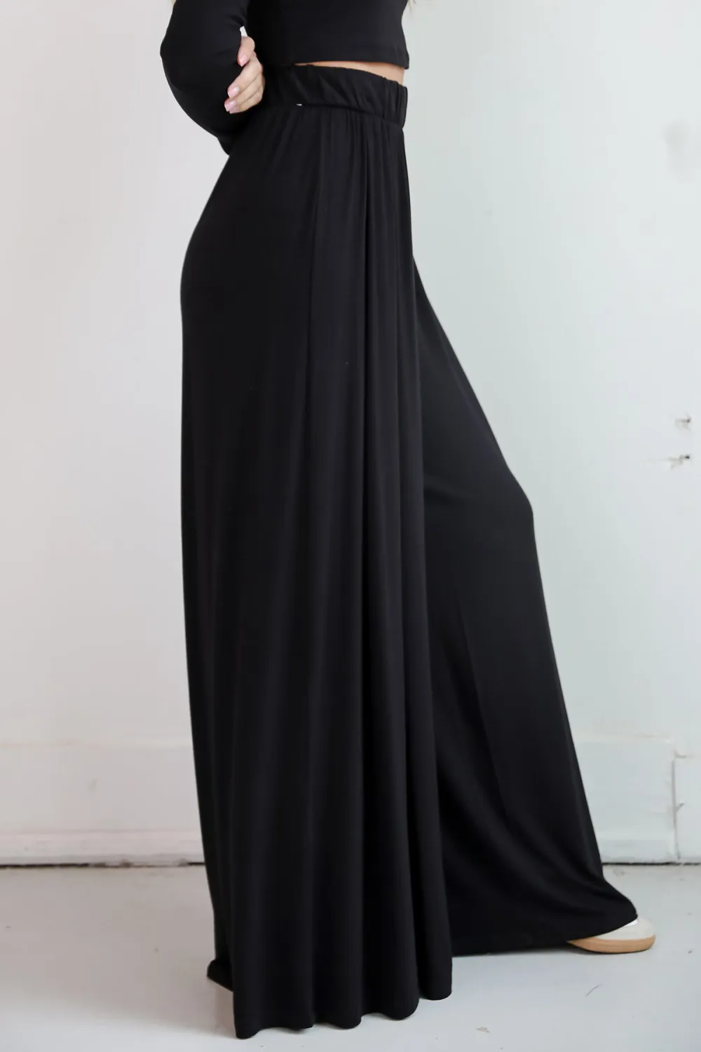 Step Black Pleated Wide Leg Pants
