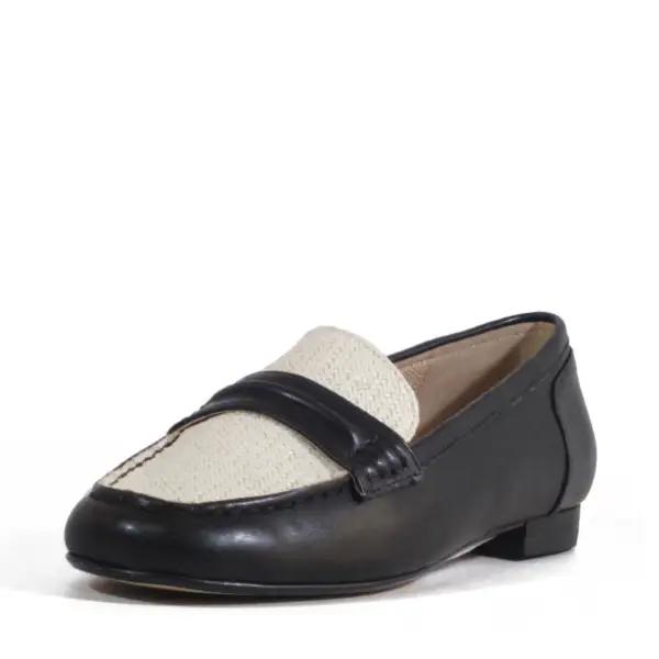 Woven Faux Leather Slip On Loafers