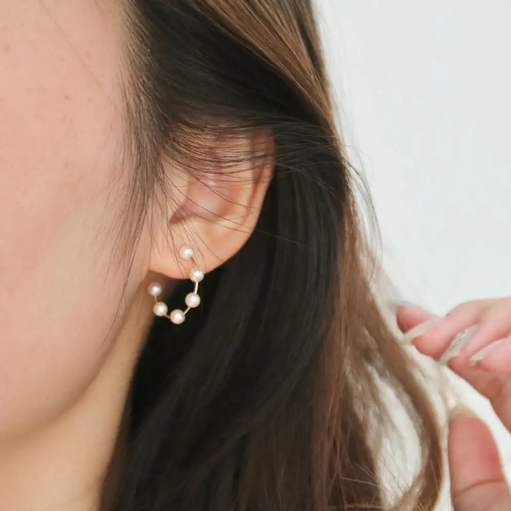 Structured Pearl Hoop Earrings