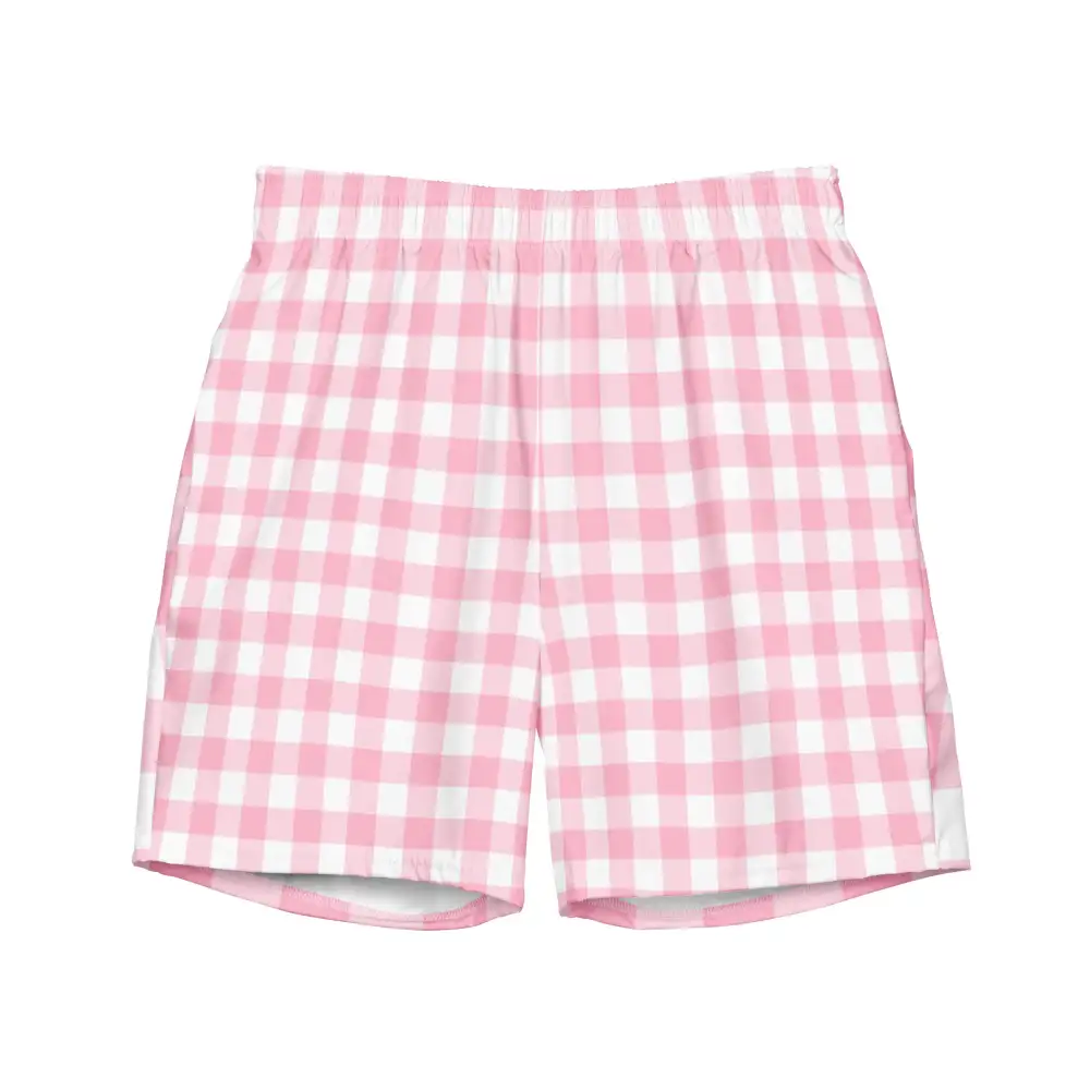 Breathable Gingham Swim Trunks