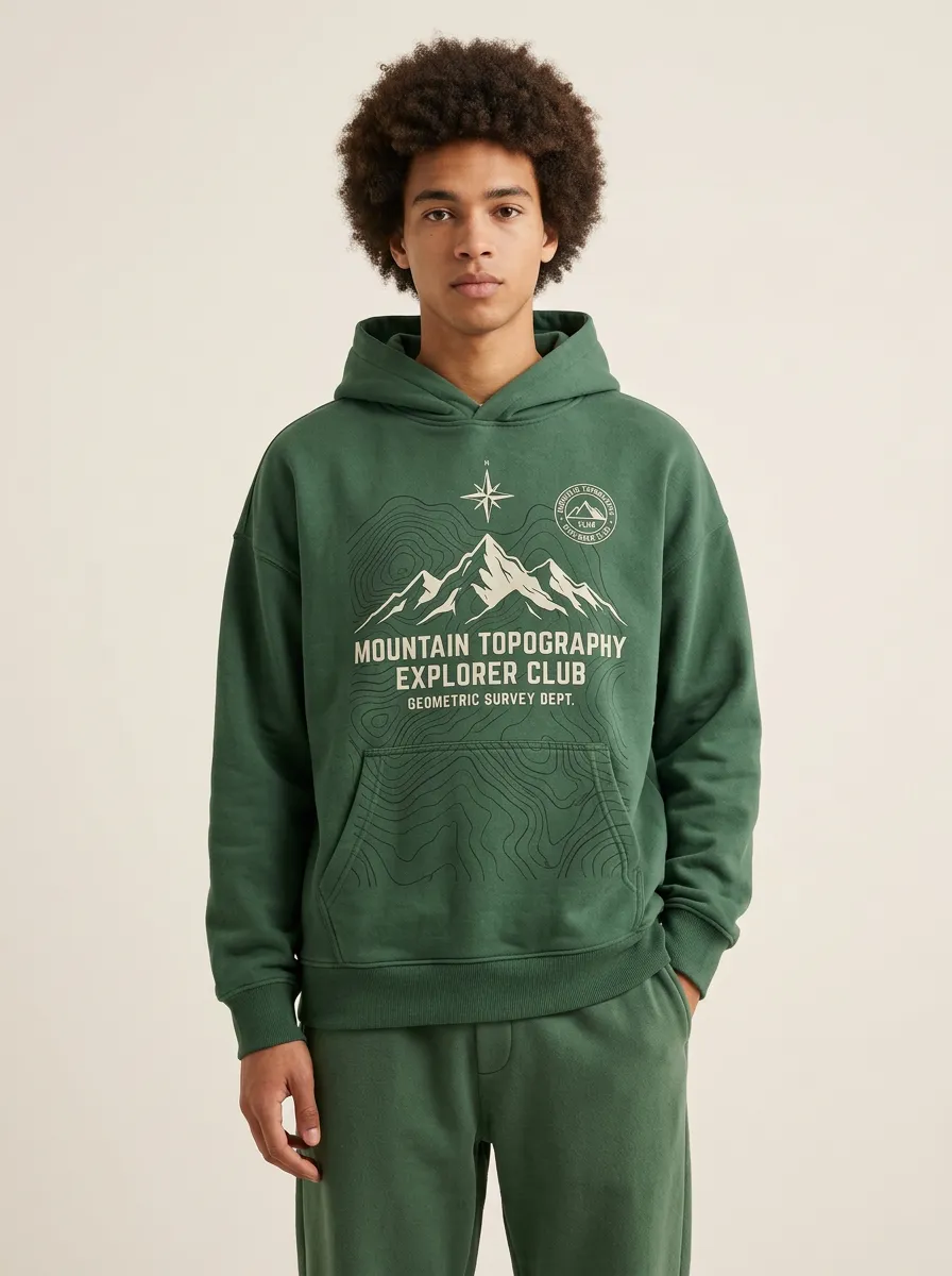 Men's Mountain Topography Explorer Club Graphic Hoodie