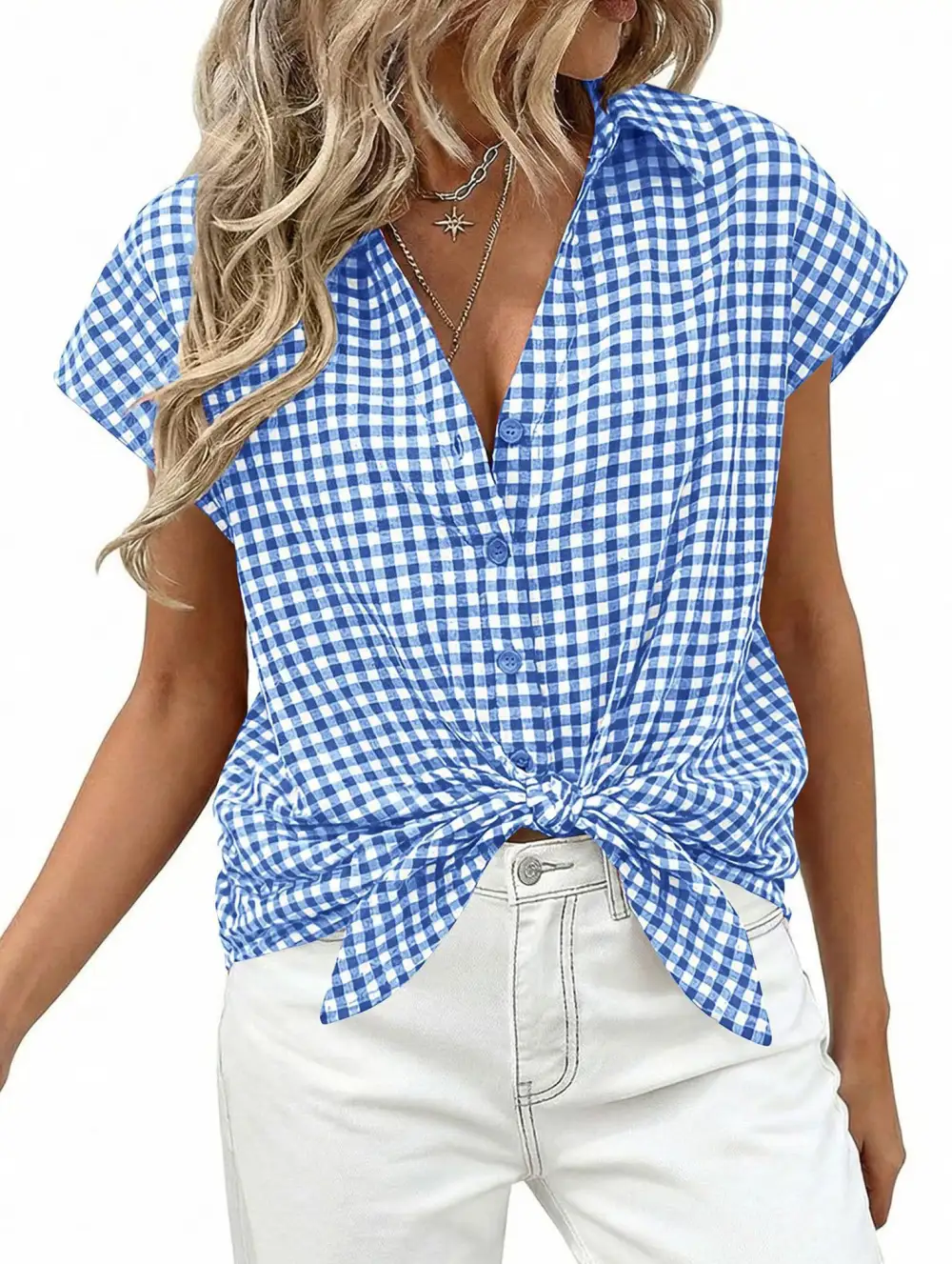 Plaid Button Loose Short Sleeve Shirt