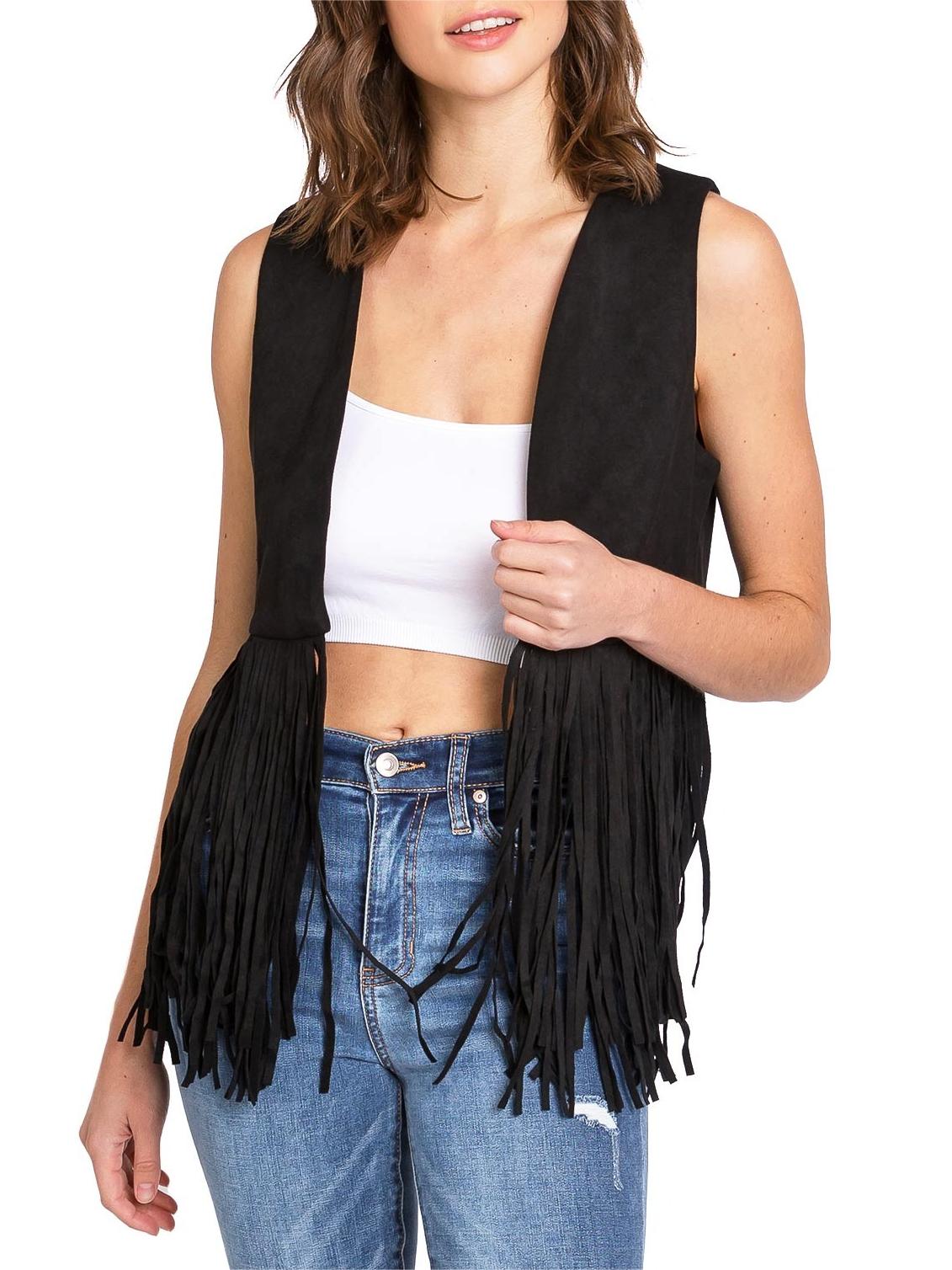 Black Bohemian Fringe Vest