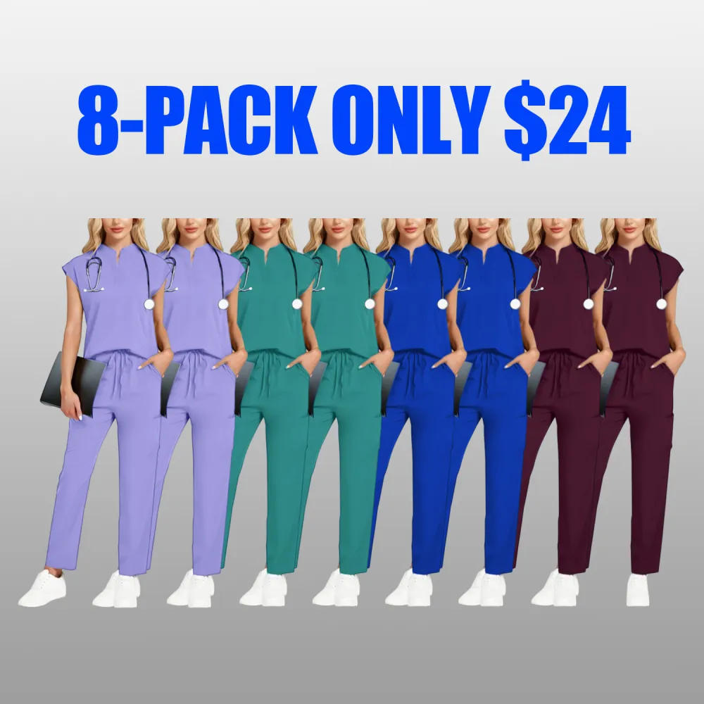Women's V-Neck Workwear – Short Sleeve & Sleeveless Options with Inner Lining
