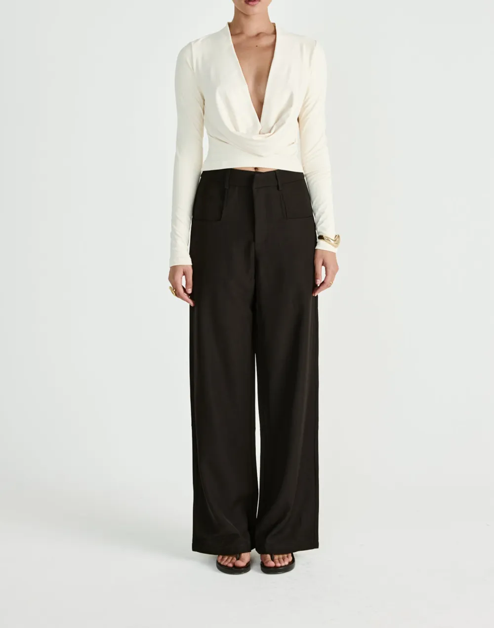 Creative Square Pocket Women's Wide Leg Pants