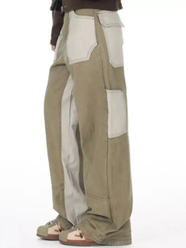 Men's Two Tone Wide Leg Cargo Pants