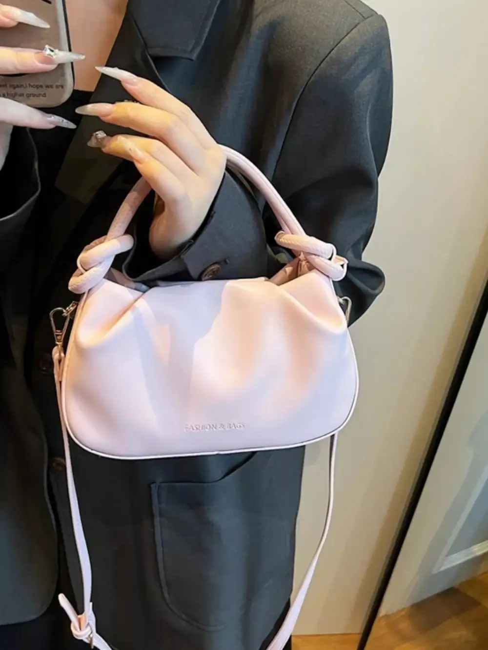 Knot Handle Ruched Crossbody Bag