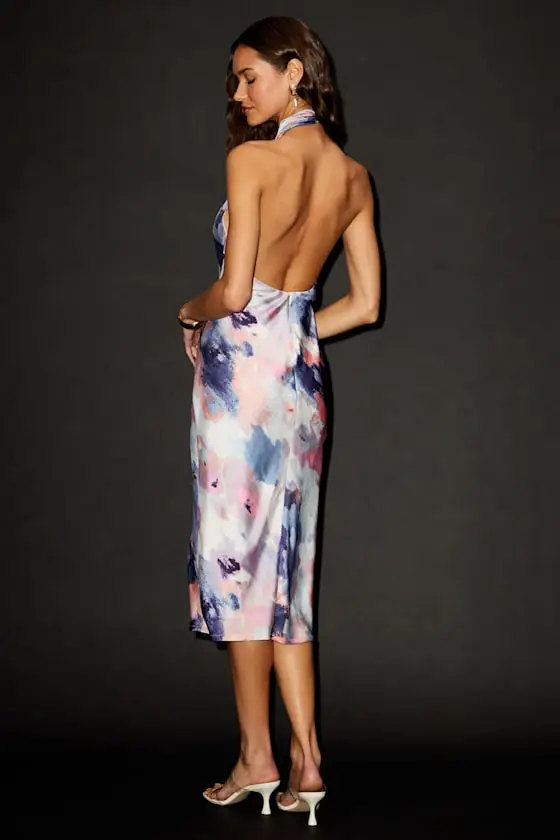 Beyond Classy White Satin Halter Midi Dress