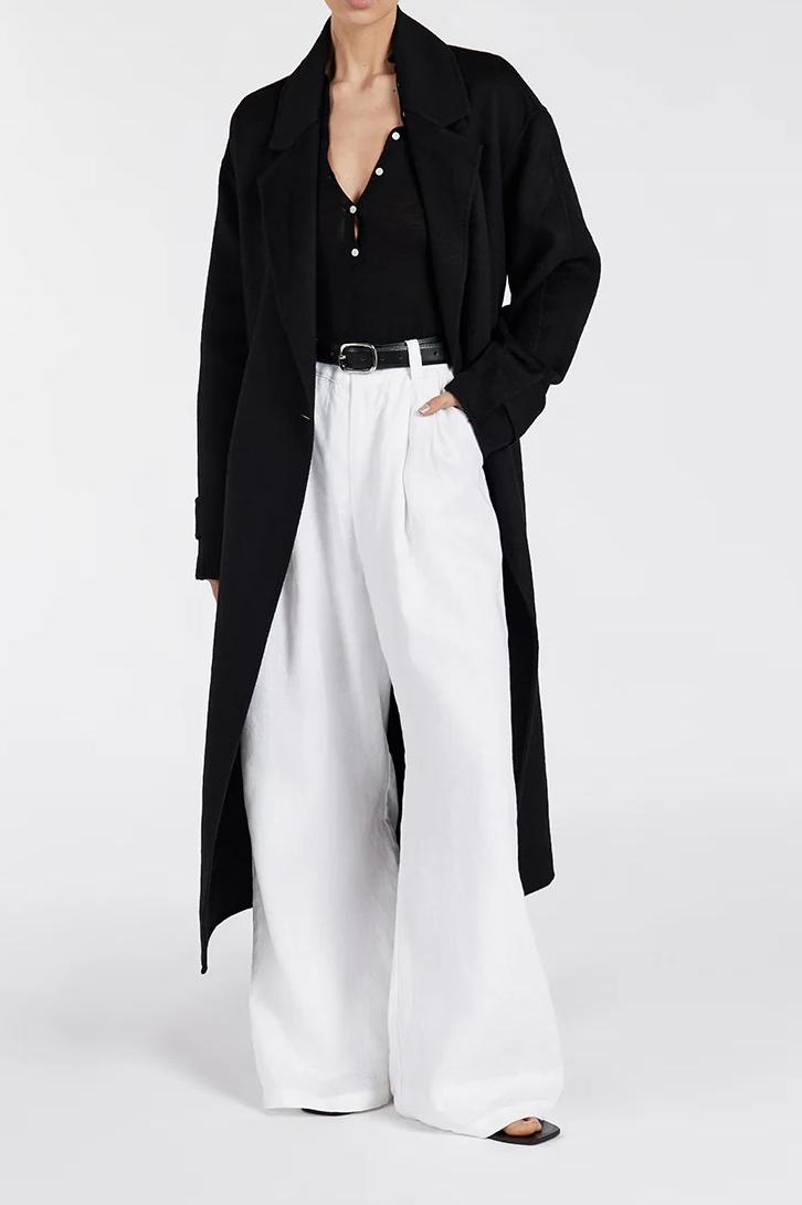 Black Wool Wrap Coat
