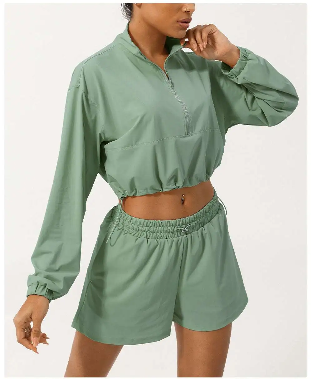Zip-Front Quick-Dry Top and Shorts Active Set