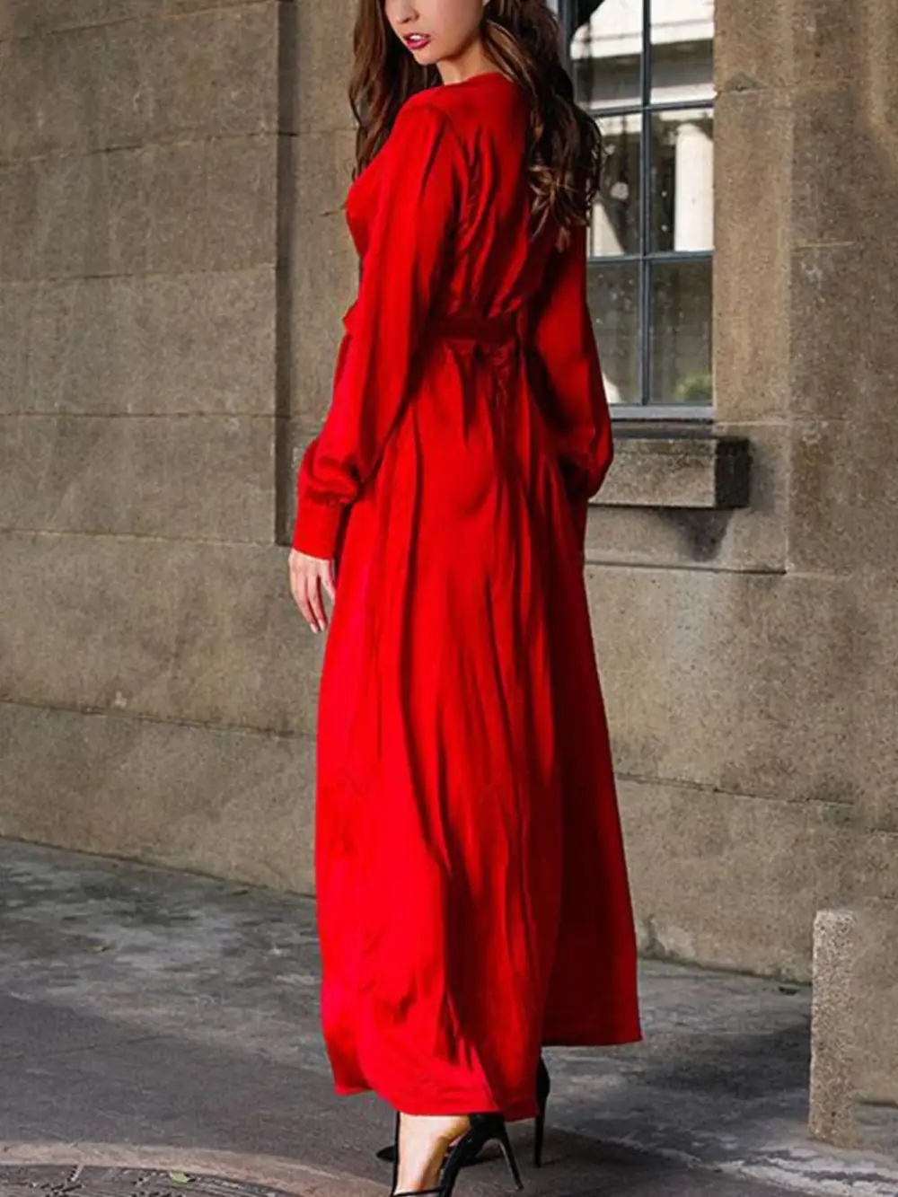 Slit Long Sleeve Maxi Dress