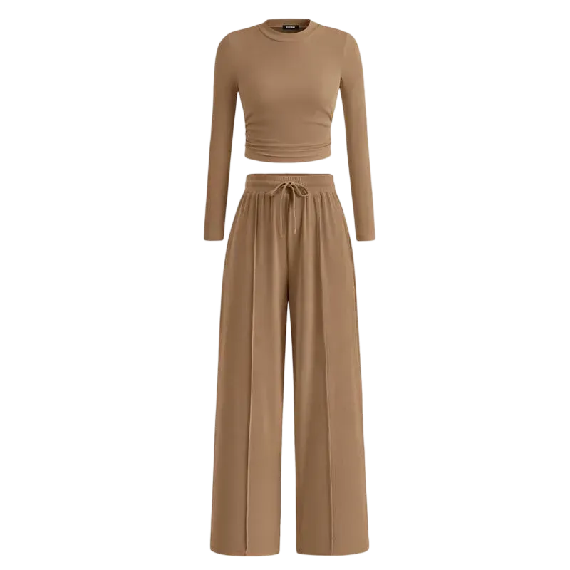 🔥Last Day 89% OFF🔥Women's Winter 2-Piece Set – Warm Top & Wide-Leg Pants