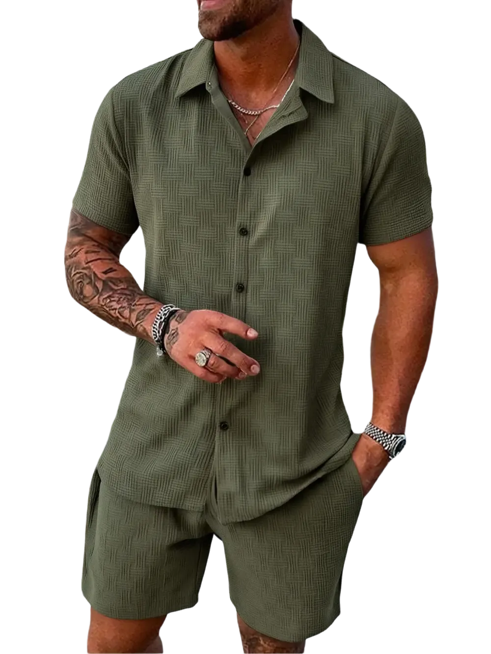 🔥 Men's Short Sleeve Pajama Two-Piece Set | Comfortable Loungewear Essential