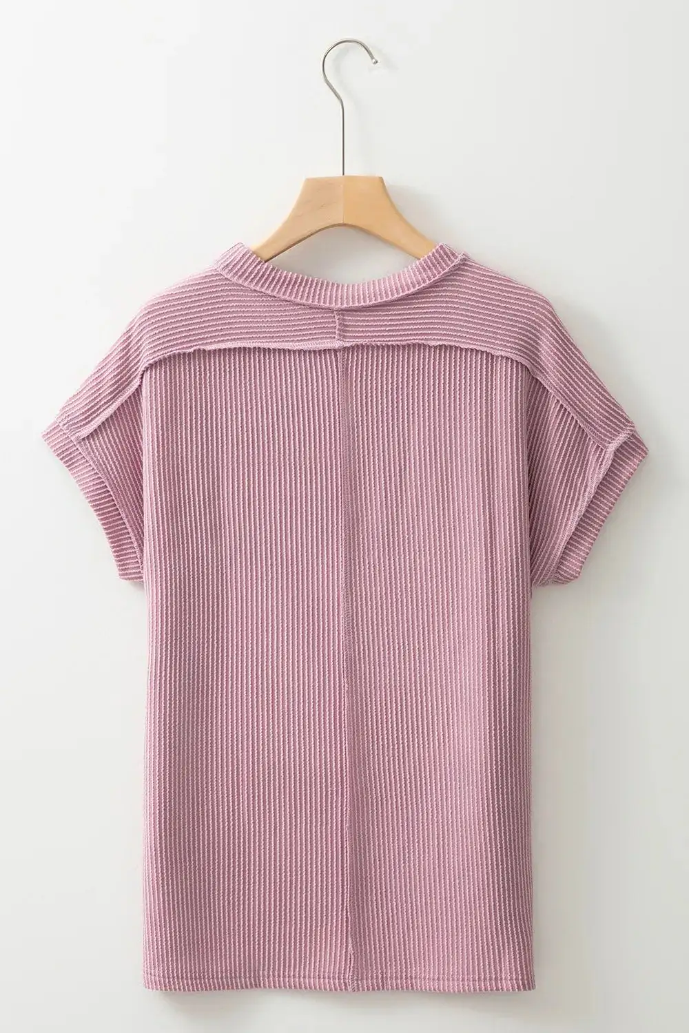 Round-Neck Short-Sleeve Ribbed T-Shirt