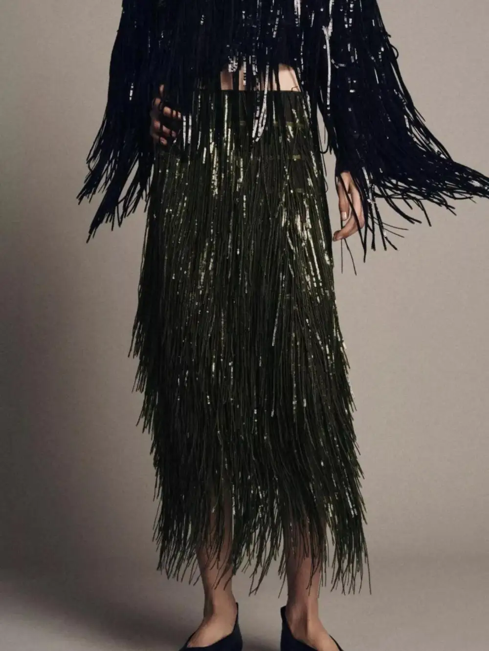 Balanced Long Sleeve Sequined Detail Coordinated Set