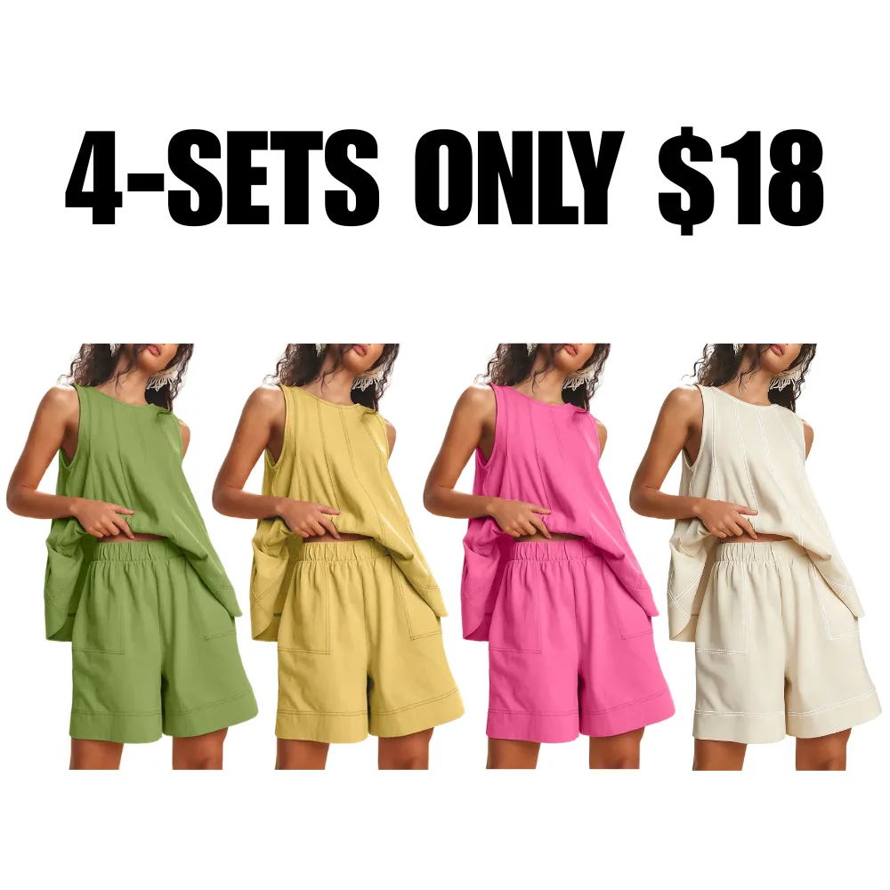 Women's 2 Piece Outfits Sleeveles Summer Matching Sets