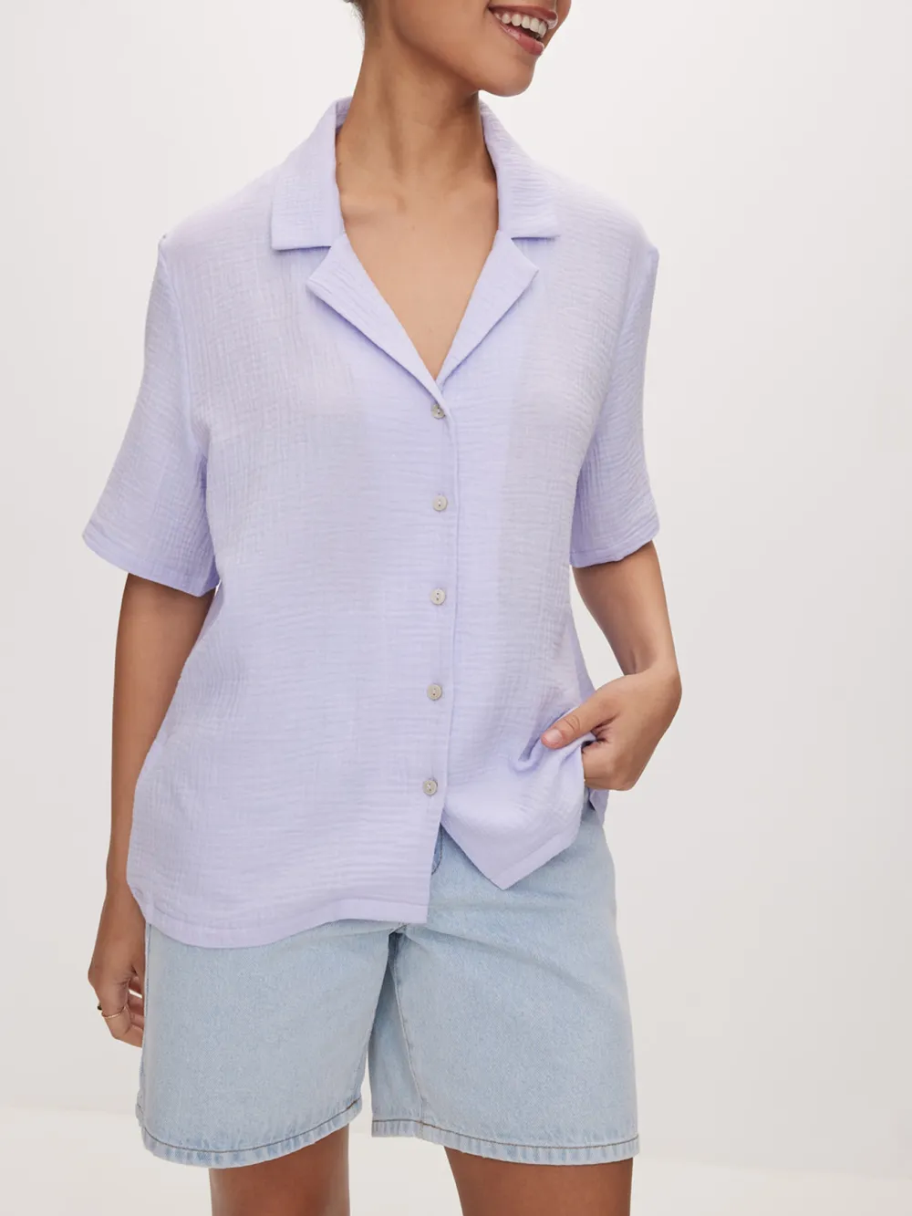 Cotton Skinny Waffle Shirt
