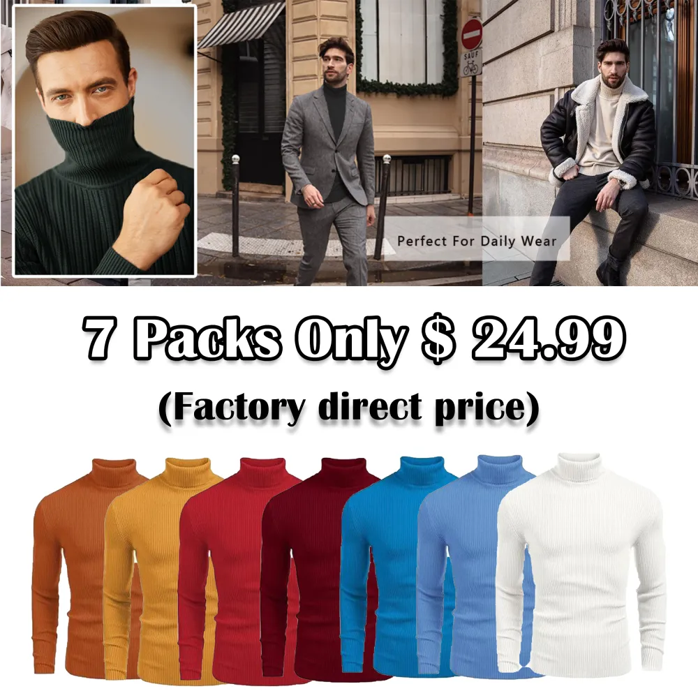 🔥 Limited-Time Sale – Men’s Knitted Ribbed Turtleneck Sweater | Warm. Stylish. Perfect for Fall & Winter.
