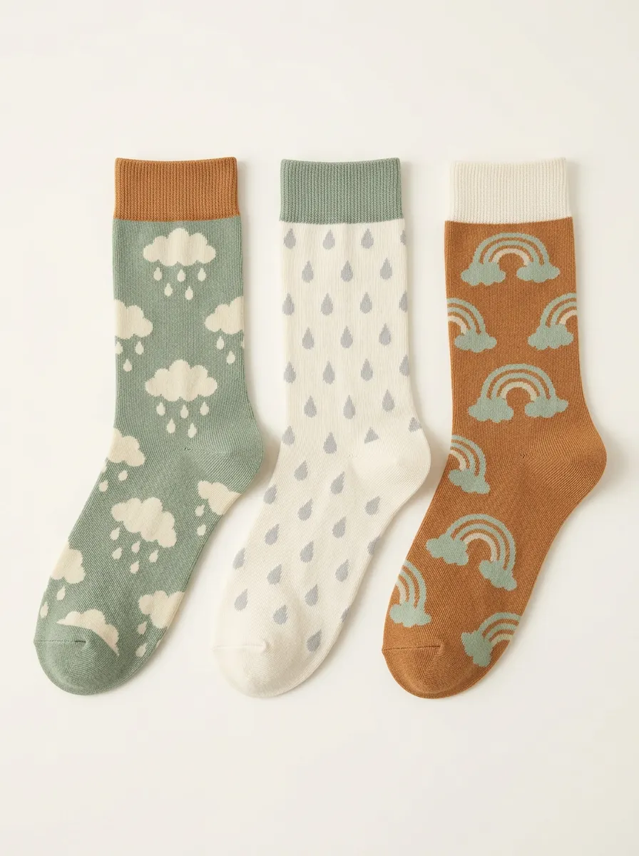 Cloud Rainbow Three Pair Sock Set