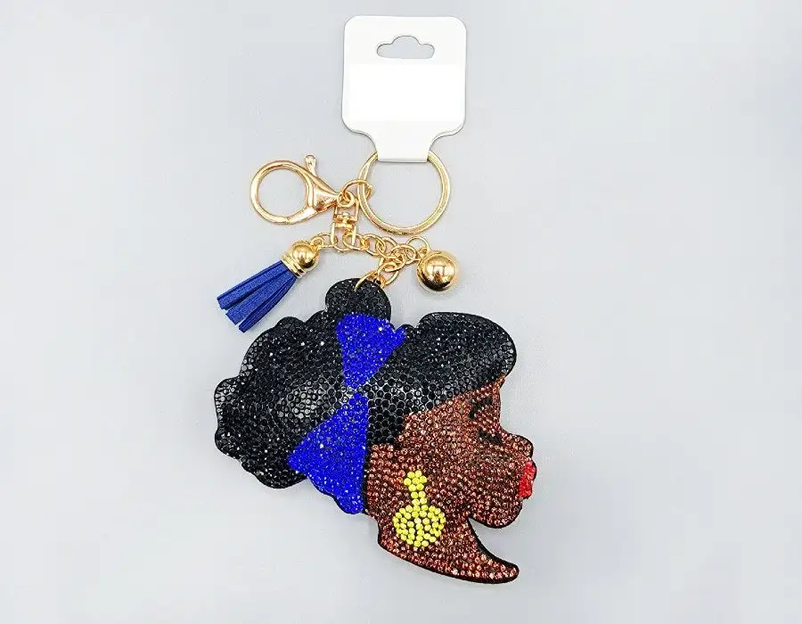 Classic Woman Portrait Charm Keychain