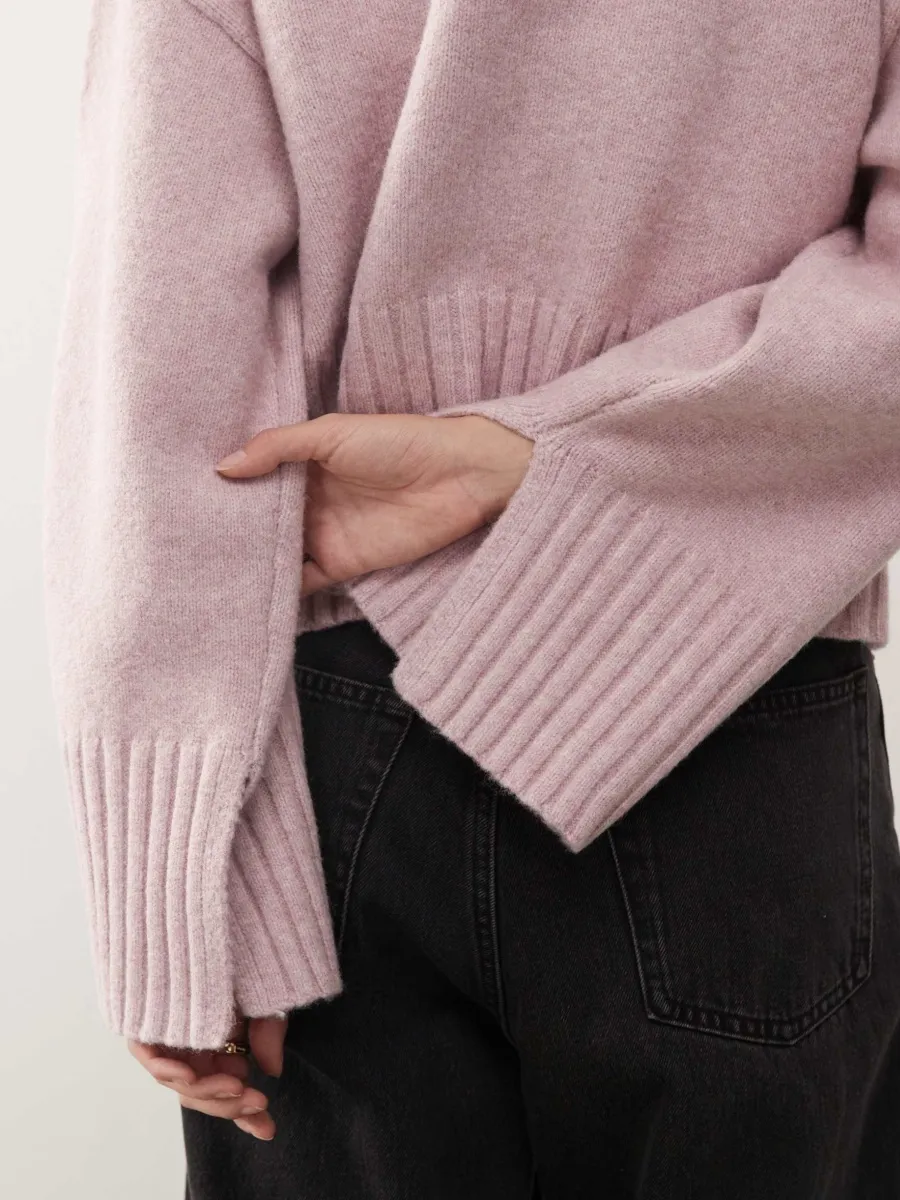 Ribbed Hem Dropped Shoulder Sweater