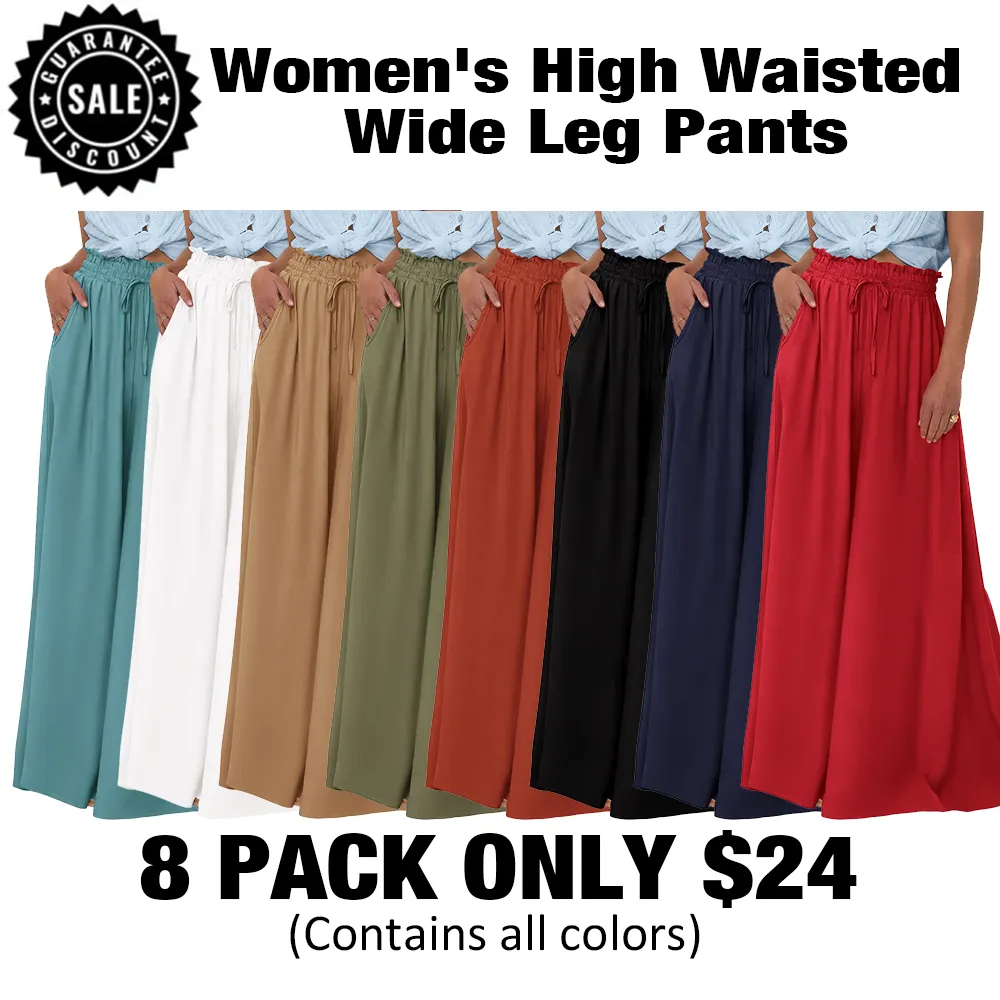 Women's High WaistedWide Leg Pants-🔥8-Pack- Only $24