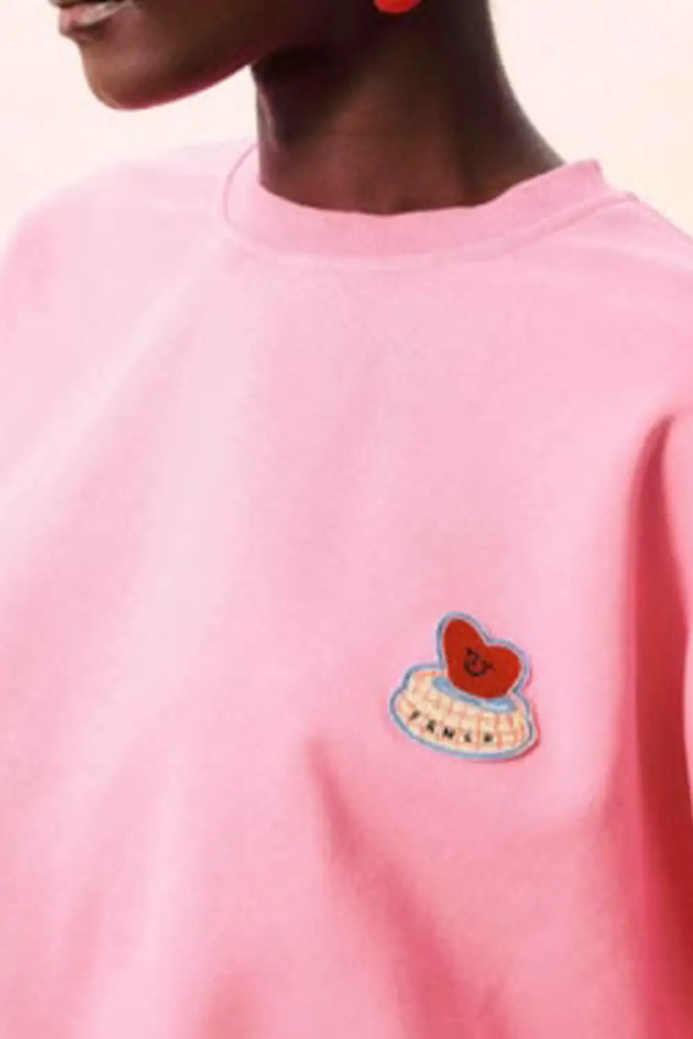 Embroidered Crew Neck Relaxed Sweatshirt