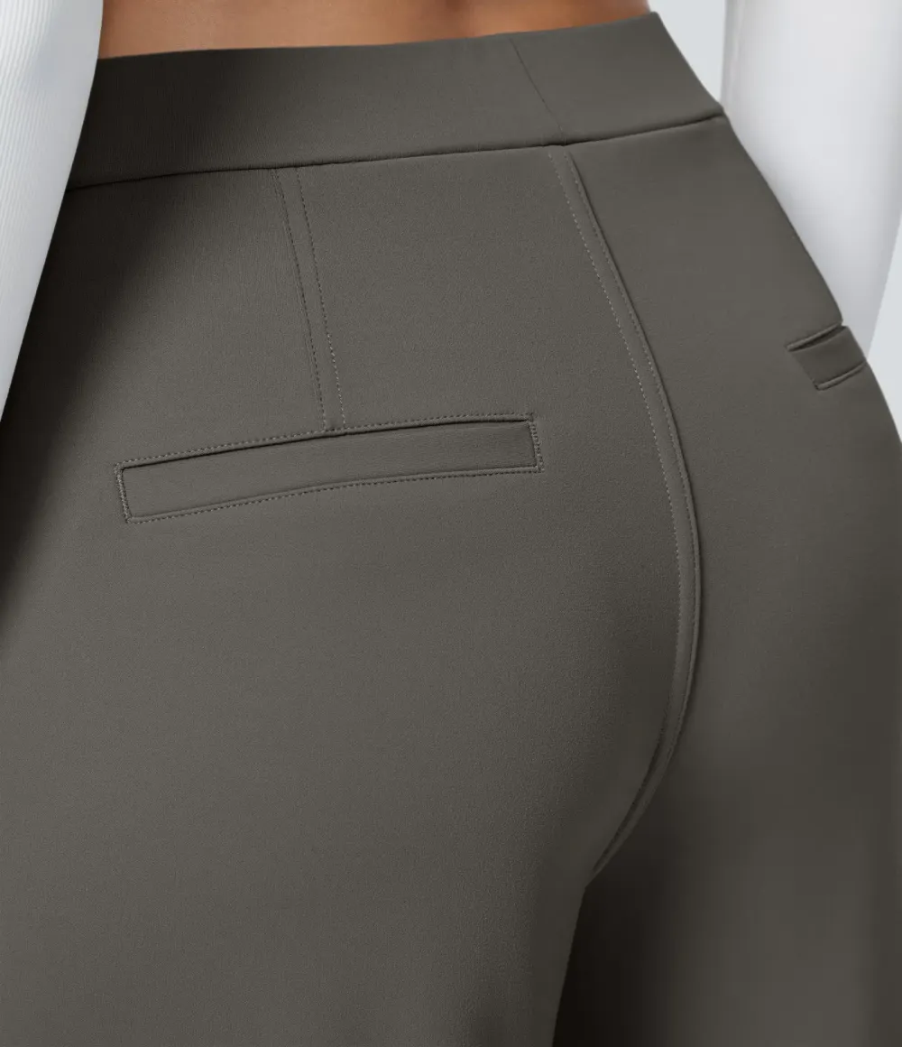 High Waisted Side Pocket Straight Leg Work Pants
