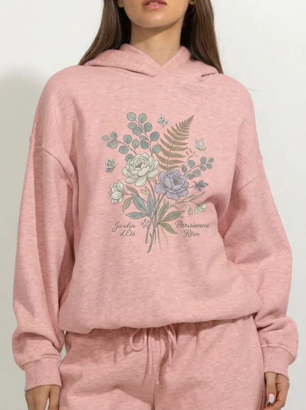 Women's Botanical Floral Butterfly Printed Hoodie